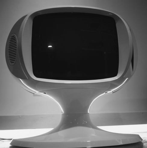 A 1970s television frame housing a set made in 2000