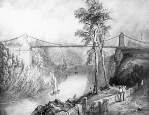 Samuel R. W. S Jackson's painting of Brunel's Clifton suspension bridge