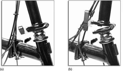 Image showing hinges and clamps on the Brompton bicycle in detail