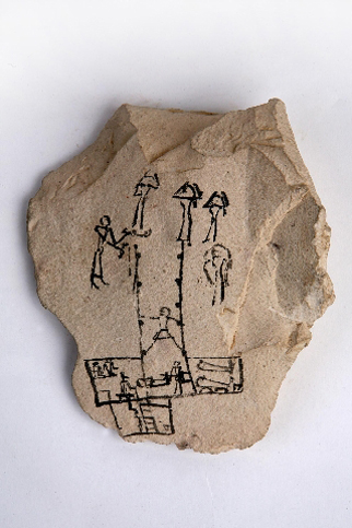 Ostracon depicting a tomb