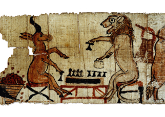 Papyrus showing satirical caricature of animals