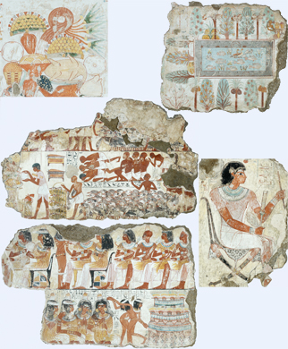 Various genres within the Nebamun wall paintings