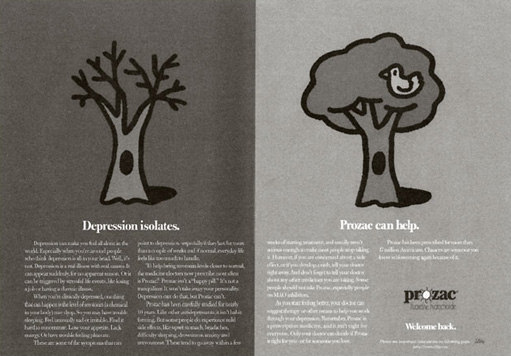 This an advertisement saying that Prozac can help with depression.