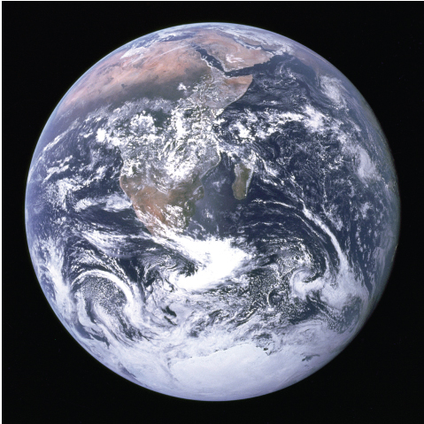 An image of the Earth as seen from the Apollo 17 spacecraft.