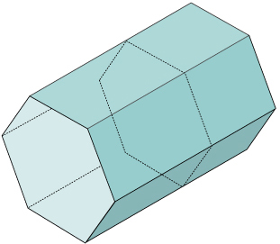 A diagram of a cross-section polyhedron with cut marked.