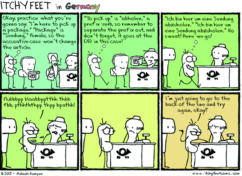 A cartoon in six frames.