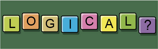 The word logical spelt out using coloured blocks with letters.