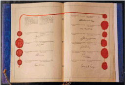 A photograph of a signature page of the ECHR.