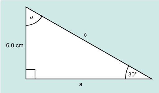 A right angle triangle for Example 1.