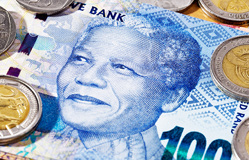 A photograph of a bank note featuring Nelson Mandela.