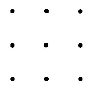 This image shows a diagram consisting of three rows of three dots, arranged in a square.