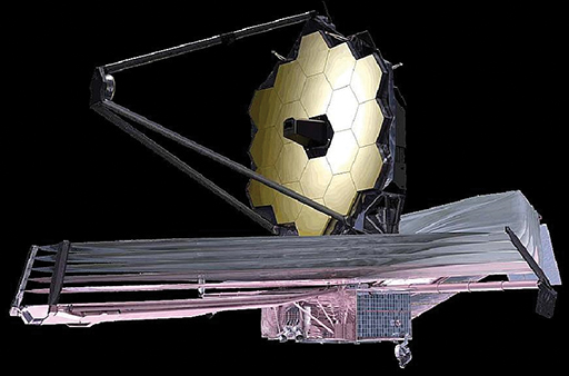 Artist’s rendering of the James Webb Space Telescope, roughly the size of a tennis court