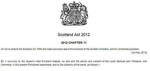 A screenshot of part of the Scotland Act 2012 Chapter 11