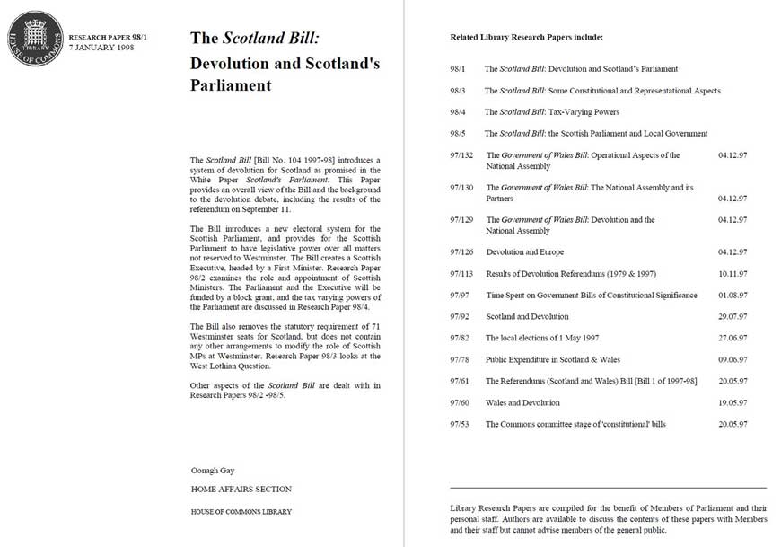 The Scotland Bill: Devolution and Scotland's Parliament
