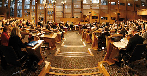 The debating chamber of the Scottish Parliament