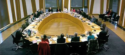Committee room inside the Scottish Parliament