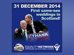Publicity on the date of the first same-sex marriage in Scotland