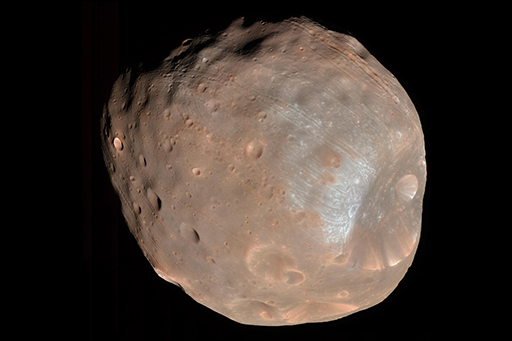 This is an image of Phobos seen by NASA’s Mars Reconnaissance Orbiter.