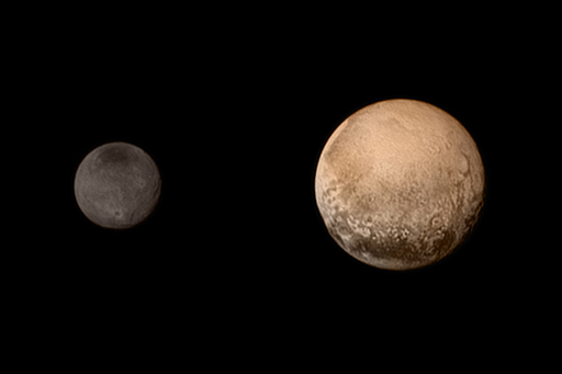 This is an image of Pluto and Charon seen by New Horizons.
