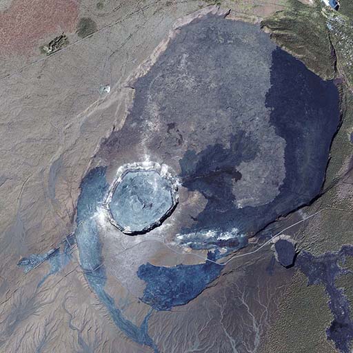 This is an aerial photograph of a volcanic caldera on Kilauea, Hawaii.