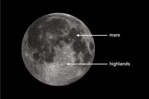 Two different regions of the near side of the Moon.