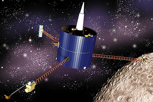 An artist’s impression of the lunar prospector spacecraft launched in 1998