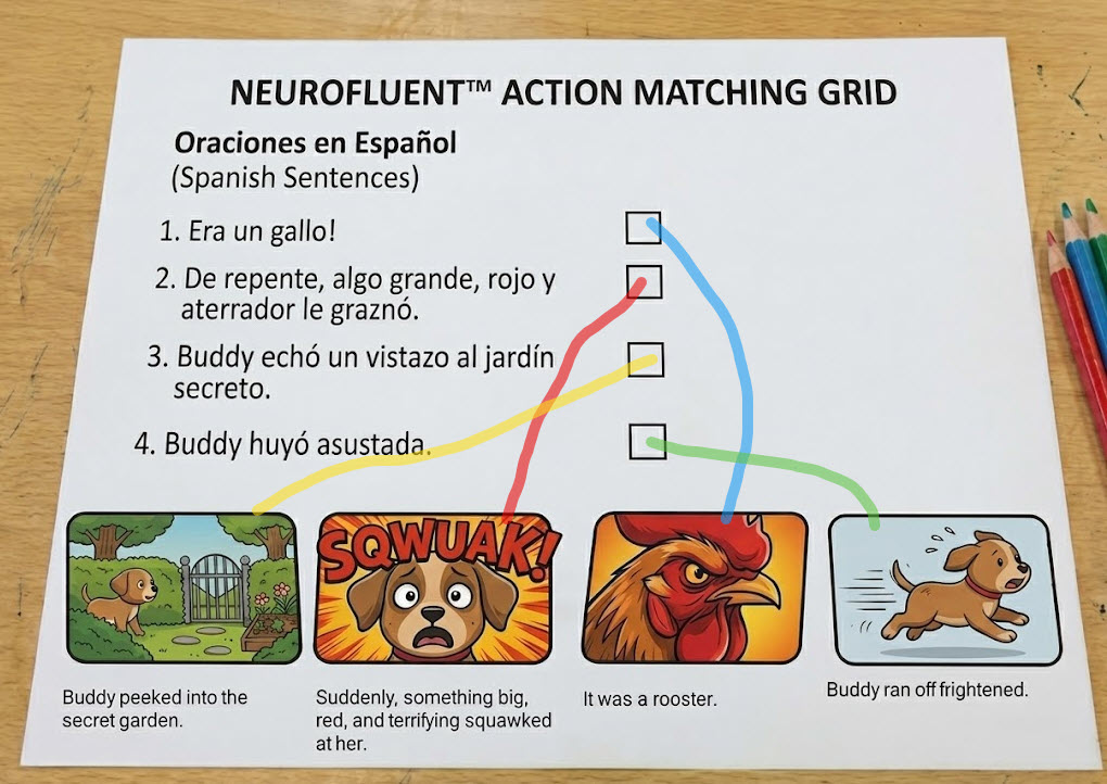 Illustrative example of a text-to-image matching worksheet.