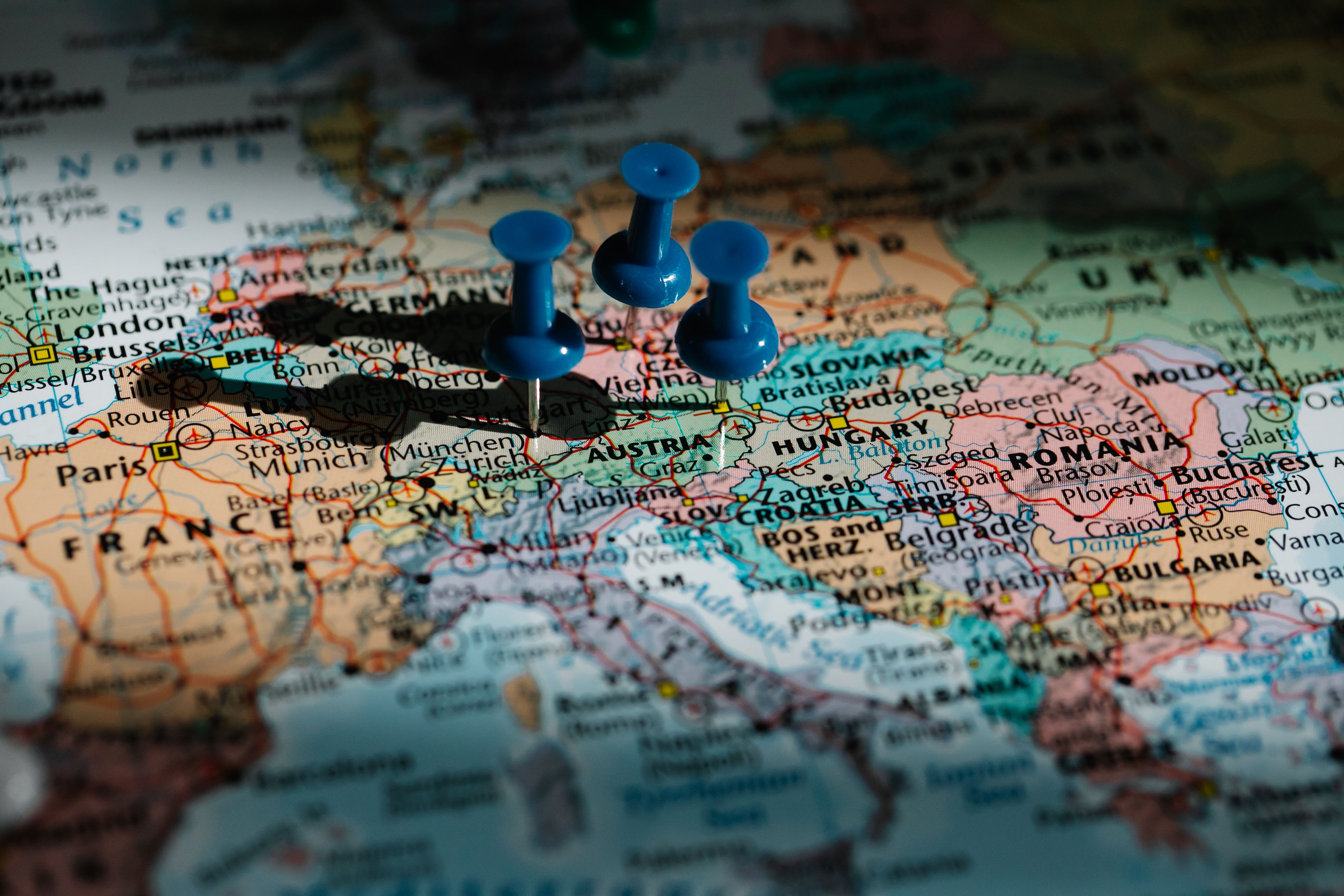 Map with pins in it