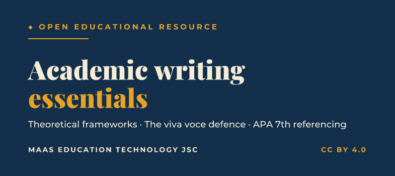 Academic writing essentials for postgraduate students: theoretical frameworks, viva voce and APA 7th referencing