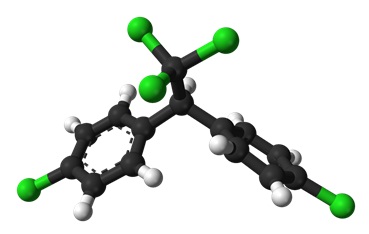 Ball-and-stick model of DDT showing 3D structure
