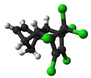Ball-and-stick model of Aldrin showing 3D structure