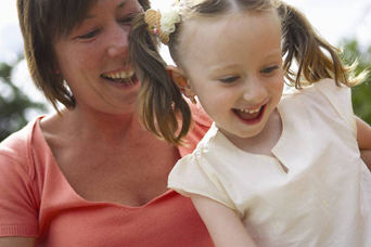 Woman and child spending time together