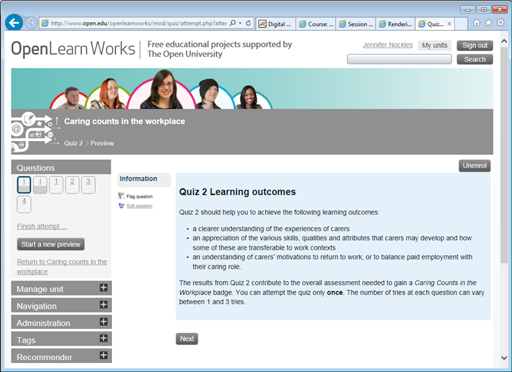 Quiz information page