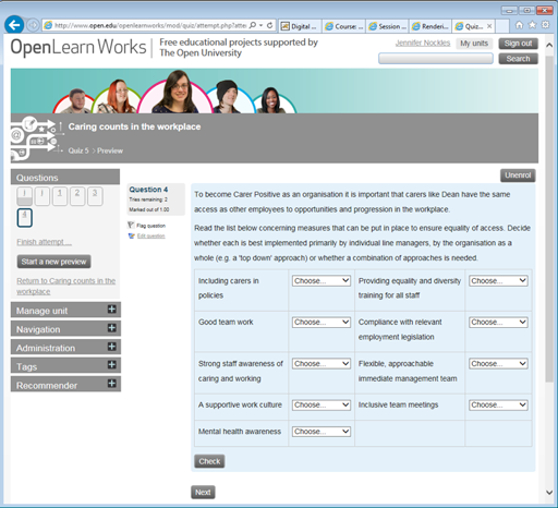 Sample quiz question