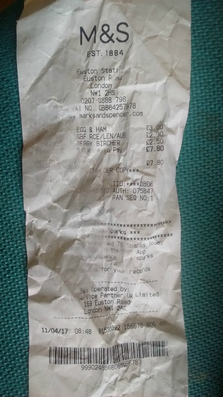 a shopping receipt