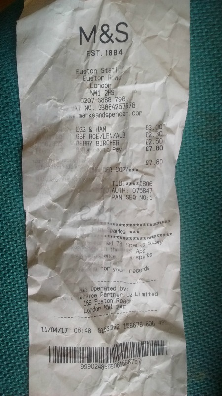 a shopping receipt