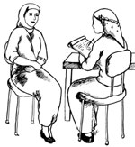 A HEP taking notes when talking to a pregnant woman about her health history