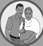 A portrait of a man and his pregnant wife/partner