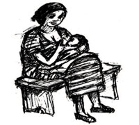Woman breastfeeding her child