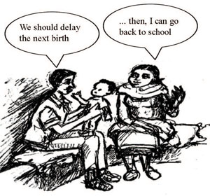 Young couple discussing family planning after the birth of their first child