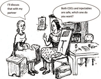 Health Extension Practitioner explaining different methods of contraception