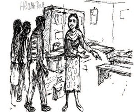 Health Extension Practitioner welcoming the young people