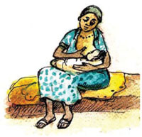 Woman breastfeeding her child