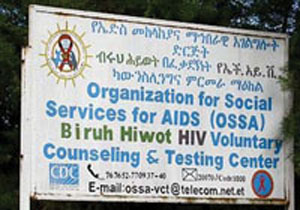 A billboard advertising a voluntary HIV counselling and testing center.