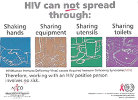 A poster raising awareness about work-related issues connected with HIV.