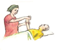 The wrist is exercised by moving it around in circles.