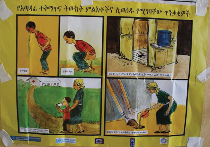 Poster showing actions to reduce the transmission of diarrhoeal diseases