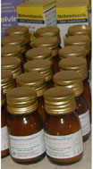 Bottles of oral mebendazole suspension