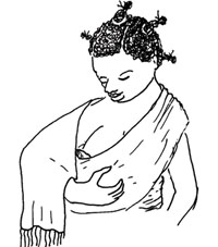 A mother breastfeeding her newborn.