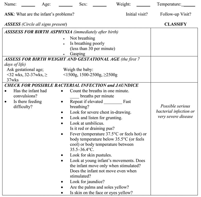 A recording form completed.